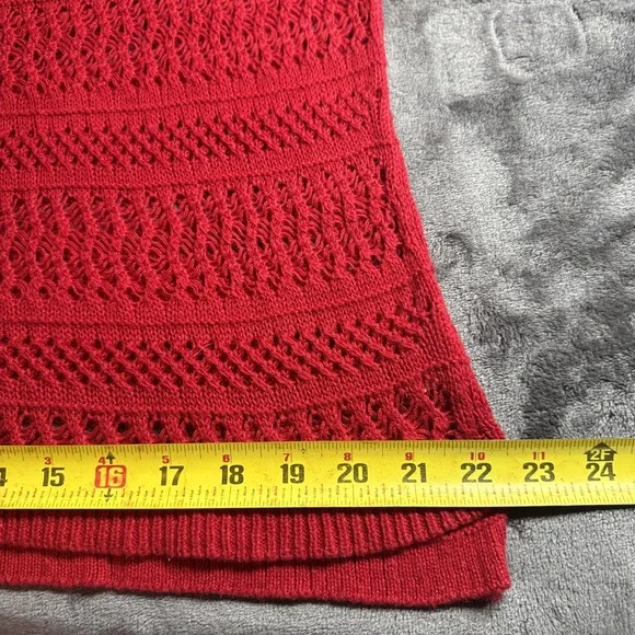 a.n.a Women's Plus Size 2X Red Open Knit  Sweater – Lightweight Layering Top - Picture 8 of 9